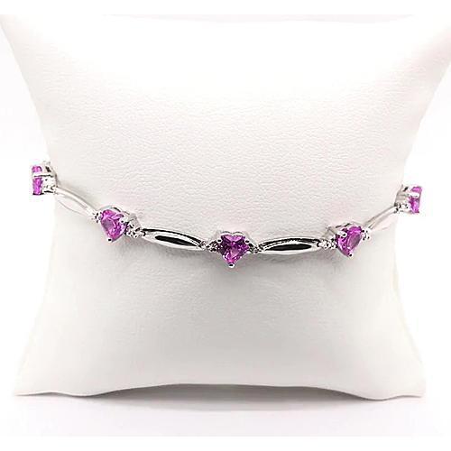 Heart Shape Pink Amethyst Diamond 9.54 Carats Bracelet White Gold - Gemstone Bracelet-harrychadent.ca