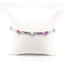 Heart Shape Pink Amethyst & Opal Diamond Bracelet 9.54 Carats Jewelry