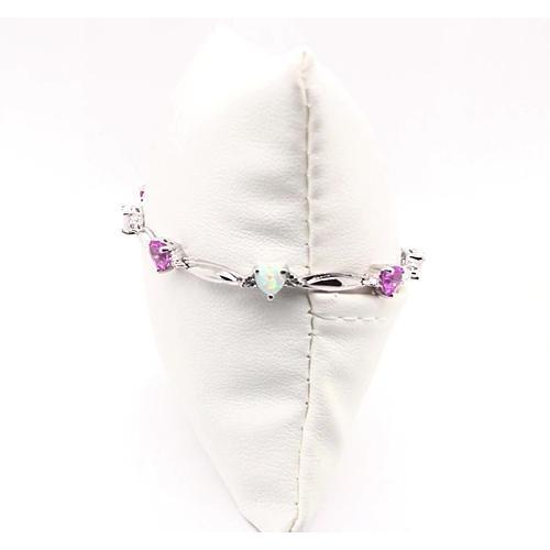 Heart Shape Pink Amethyst & Opal Diamond Bracelet 9.54 Carats Jewelry - Gemstone Bracelet-harrychadent.ca