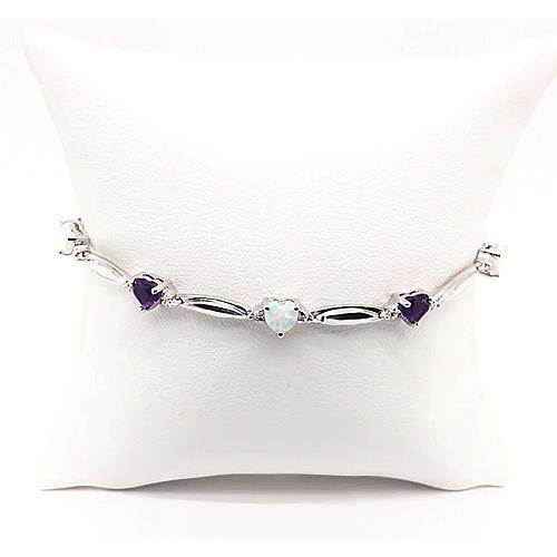 Heart Shape Purple Amethyst & Opal Diamond Bracelet 9.54 Carats - Gemstone Bracelet-harrychadent.ca