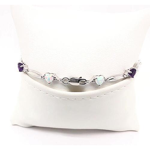 Heart Shape Purple Amethyst & Opal Diamond Bracelet 9.54 Carats - Gemstone Bracelet-harrychadent.ca