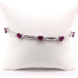 Heart Shape Rhodolite Garnet Natural Earth Mined Diamond Bracelet 9.54 Carats Jewelry New