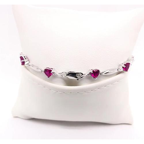 Heart Shape Rhodolite Garnet Diamond Bracelet 9.54 Carats Jewelry New - Gemstone Bracelet-harrychadent.ca