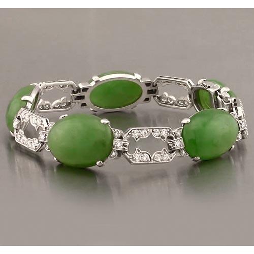 Jade Diamond Bracelet 103 Carats White Gold Jewelry New - Gemstone Bracelet-harrychadent.ca