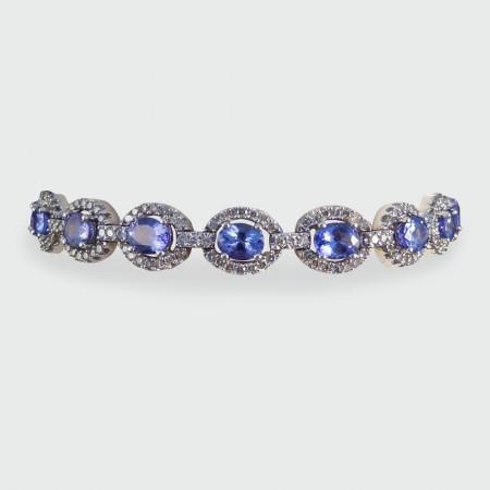 Ladies Bracelet Tanzanite And Diamonds 25.75 Carats White Gold 14K - Gemstone Bracelet-harrychadent.ca