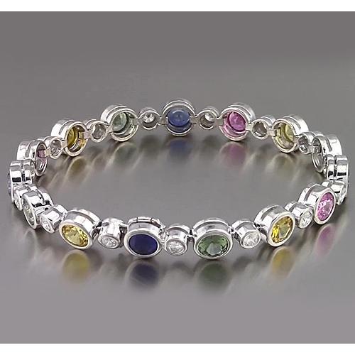 Multi Color Sapphire Tennis Bracelet Bezel 22.50 Carats Women Jewelry - Gemstone Bracelet-harrychadent.ca