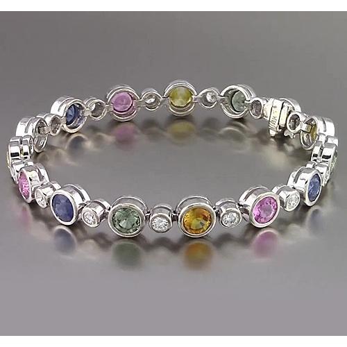 Multi Color Sapphire Tennis Bracelet Bezel 22.50 Carats Women Jewelry - Gemstone Bracelet-harrychadent.ca