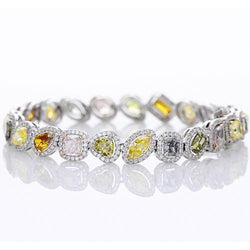 Multi Shaped & Colored Sapphire Tennis Bracelet 28.60 Carats Jewelry