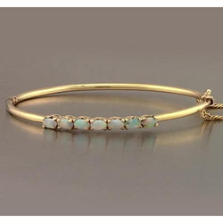 Opal Bangle 5.25 Carats Yellow Gold Women Jewelry New