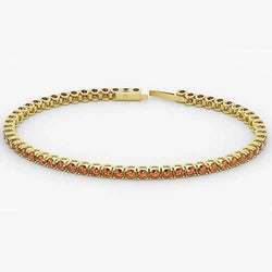 Orange Sapphire Tennis Bracelet 5.90 Carats Jewelry New