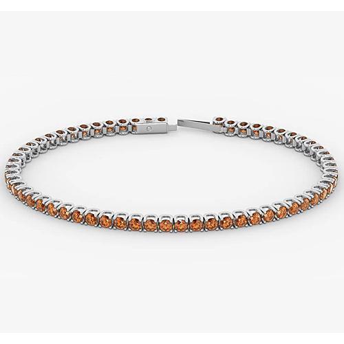 Orange Sapphire Tennis Bracelet Women 5.90 Carats White Gold 14K New - Gemstone Bracelet-harrychadent.ca