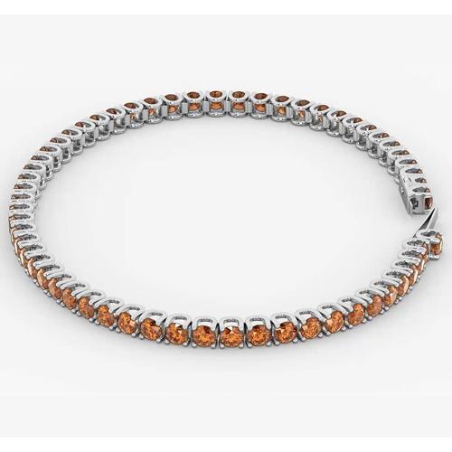 Orange Sapphire Tennis Bracelet Women 5.90 Carats White Gold 14K New - Gemstone Bracelet-harrychadent.ca