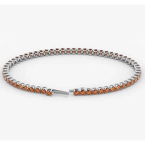 Orange Sapphire Tennis Bracelet Women 5.90 Carats White Gold 14K New - Gemstone Bracelet-harrychadent.ca