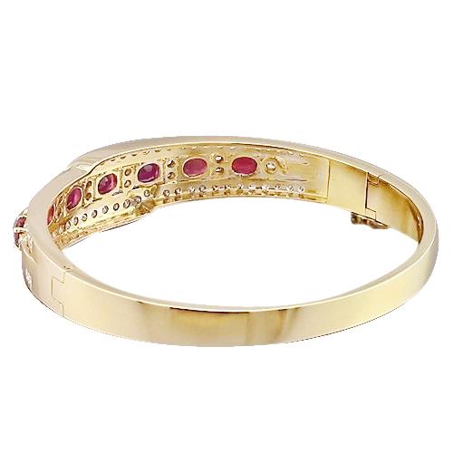 Oval Ruby Diamond Bangle 20 Carats Yellow Gold 14K - Gemstone Bracelet-harrychadent.ca