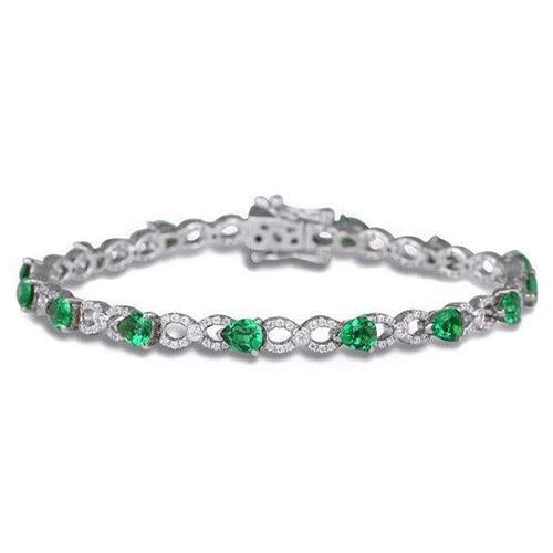 Pear Green Emerald Tennis Bracelet 6.75 Carats White Gold 14K - Gemstone Bracelet-harrychadent.ca
