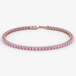 Pink Sapphire Tennis Bracelet Rose Gold 14K 5.90 Carats Jewelry