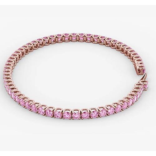 Pink Sapphire Tennis Bracelet Rose Gold 14K 5.90 Carats Jewelry - Gemstone Bracelet-harrychadent.ca