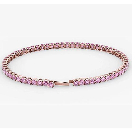 Pink Sapphire Tennis Bracelet Rose Gold 14K 5.90 Carats Jewelry - Gemstone Bracelet-harrychadent.ca