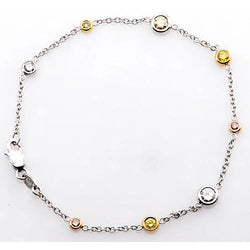 Pink & Yellow Sapphire Diamond Bracelet 2.95 Carats Women Jewelry