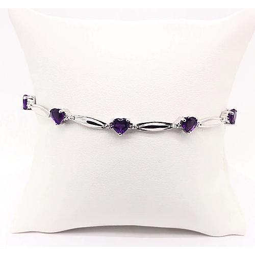 Purple Amethyst Heart Shape Diamond Bracelet 9.54 Carats Jewelry - Gemstone Bracelet-harrychadent.ca