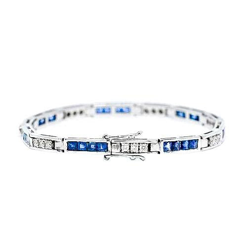Round Diamond & Princess Sapphire Tennis Bracelet 5.70 Carats - Gemstone Bracelet-harrychadent.ca