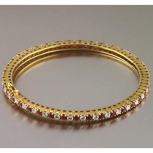 Ruby And Diamond Tennis Bangle 12.54 Carats Yellow Gold New - Gemstone Bracelet-harrychadent.ca