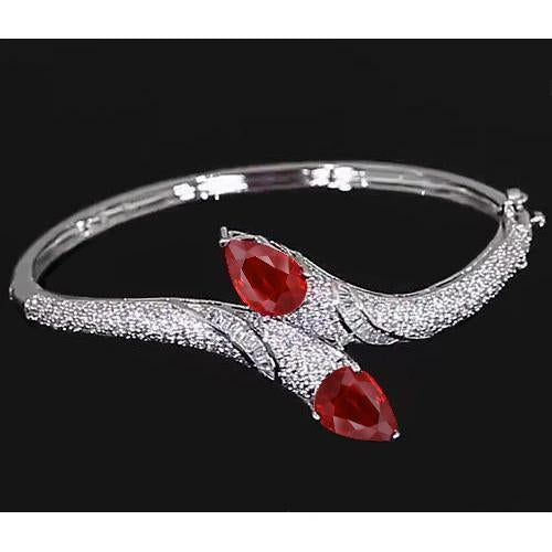 Ruby Diamond Bangle 18 Carats Women White Gold Jewelry New - Gemstone Bracelet-harrychadent.ca