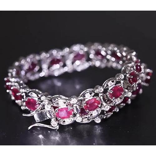 Ruby Diamond Tennis Bracelet 14.40 Carats Women Jewelry - Gemstone Bracelet-harrychadent.ca