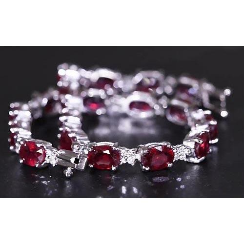 Ruby Diamond Tennis Bracelet 16 Carats Women Jewelry New - Gemstone Bracelet-harrychadent.ca