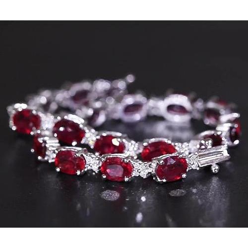 Ruby Diamond Tennis Bracelet 16 Carats Women Jewelry New - Gemstone Bracelet-harrychadent.ca