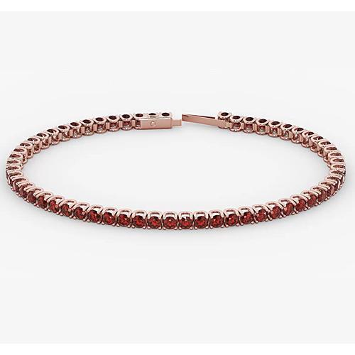 Ruby Tennis Bracelet Rose Gold 5.90 Carats Jewelry New - Gemstone Bracelet-harrychadent.ca