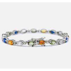 Sapphire Prong Set Tennis Bracelet 14.50 Carats Stones White Gold 14K