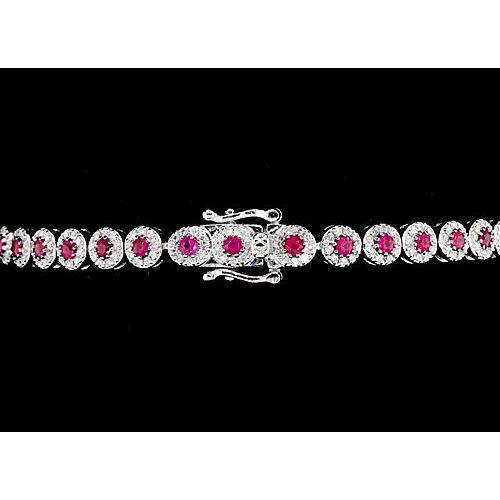 Tennis Bracelet 12 Carats Prong Set Pink Sapphire White Gold 14K - Gemstone Bracelet-harrychadent.ca