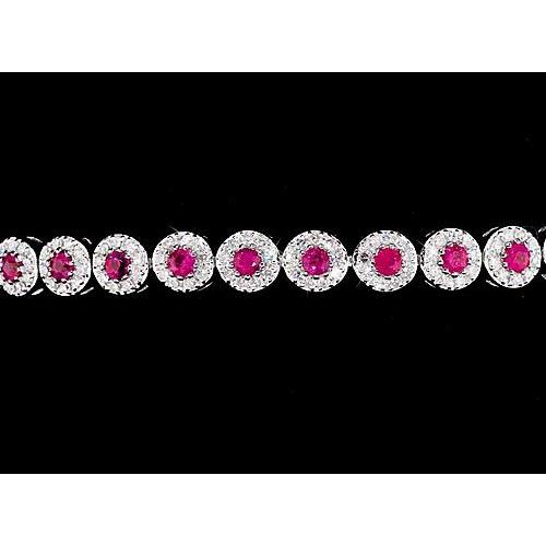 Tennis Bracelet 12 Carats Prong Set Pink Sapphire White Gold 14K - Gemstone Bracelet-harrychadent.ca