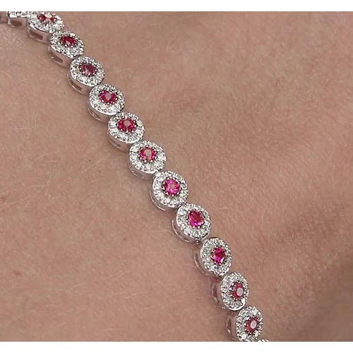 Tennis Bracelet 12 Carats Prong Set Pink Sapphire White Gold 14K - Gemstone Bracelet-harrychadent.ca