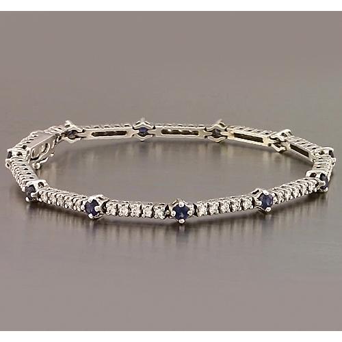 Tennis Bracelet Blue Sapphire & Diamond 8.40 Carats White Gold 14K - Gemstone Bracelet-harrychadent.ca