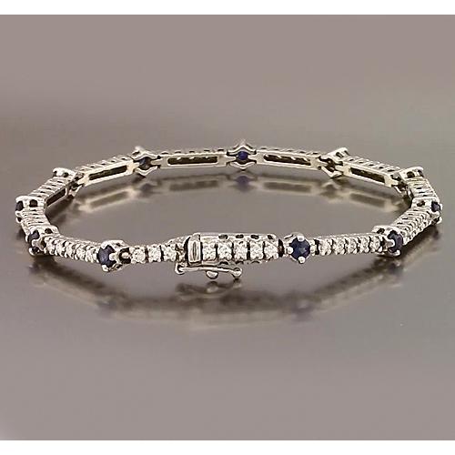 Tennis Bracelet Blue Sapphire & Diamond 8.40 Carats White Gold 14K - Gemstone Bracelet-harrychadent.ca