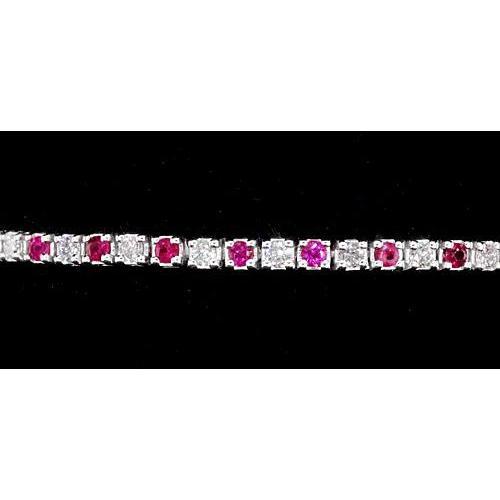 Tennis Bracelet Diamond Pink Sapphire Prong Set 4 Carats White Gold - Gemstone Bracelet-harrychadent.ca