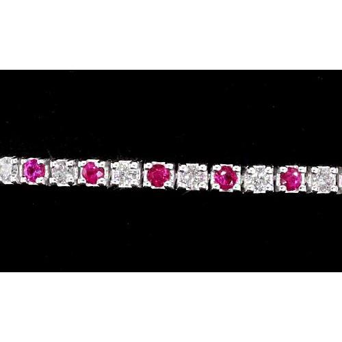 Tennis Bracelet Diamond Pink Sapphire Prong Set 4 Carats White Gold - Gemstone Bracelet-harrychadent.ca