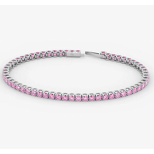 Tennis Bracelet Pink Sapphire 5.90 Carats White Gold Women Jewelry - Gemstone Bracelet-harrychadent.ca