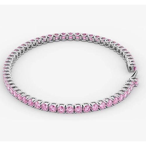 Tennis Bracelet Pink Sapphire 5.90 Carats White Gold Women Jewelry - Gemstone Bracelet-harrychadent.ca