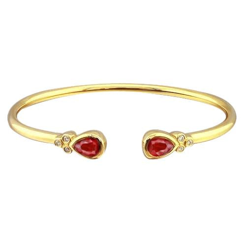 Women Ruby Diamond Bangle 2.30 Carats Yellow Gold 14K - Gemstone Bracelet-harrychadent.ca