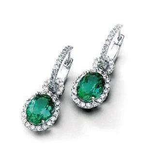 10.68 Ct Green Tourmaline And Diamonds Dangle Earring - Gemstone Earring-harrychadent.ca