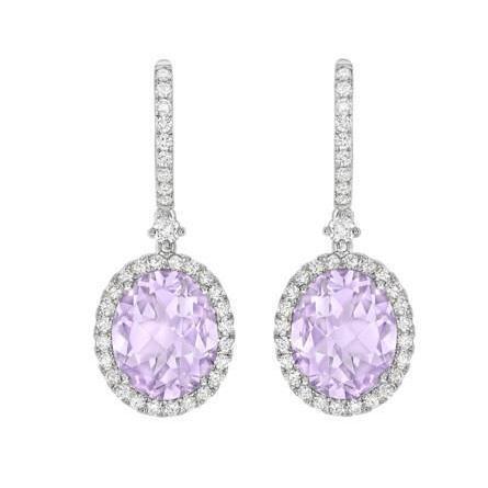 11.20 Carats Amethyst And Diamonds Dangle Earrings White Gold 14K - Gemstone Earring-harrychadent.ca