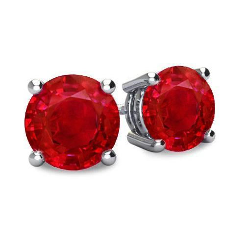 11 Ct Prong Set Round Cut Red Ruby Lady Studs Earrings - Gemstone Earring-harrychadent.ca