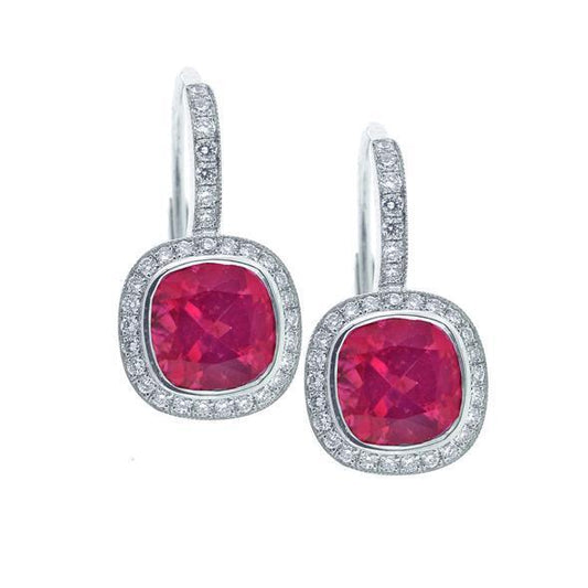 12 Carats Tourmaline With Diamonds Dangle Earrings White Gold 14K - Gemstone Earring-harrychadent.ca