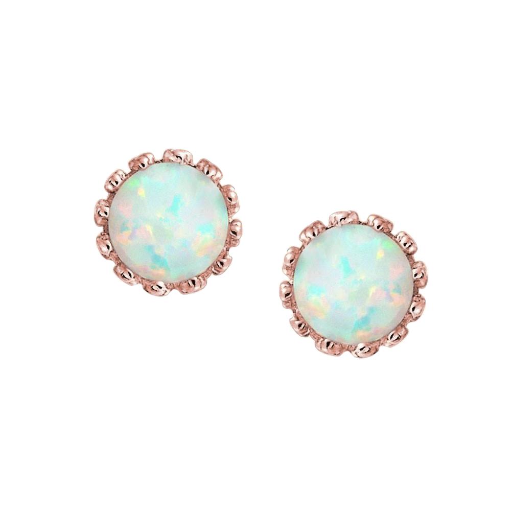 12 Ct Round Cut Opal Ladies Studs Earrings Rose Gold 14K New - Gemstone Earring-harrychadent.ca
