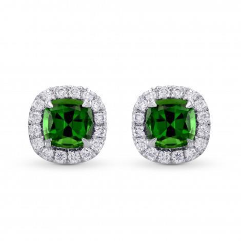 13.40 Ct Green Tourmaline Diamond Stud Halo Earring 14K White Gold - Gemstone Earring-harrychadent.ca