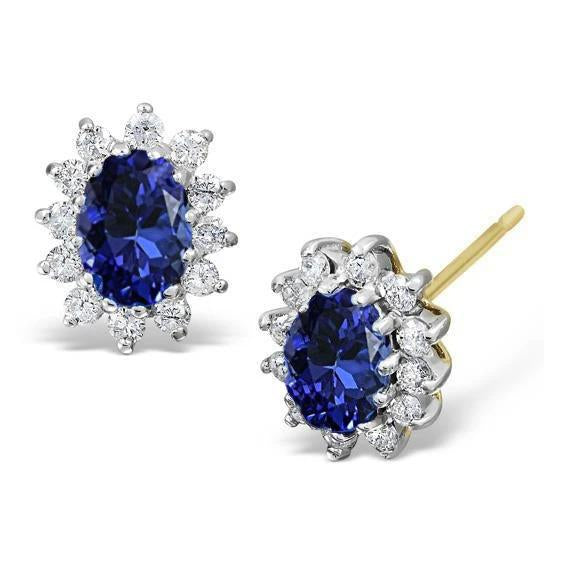 14K White and Yellow Gold Tanzanite Diamond 6.10 Carats Stud Earrings - Gemstone Earring-harrychadent.ca