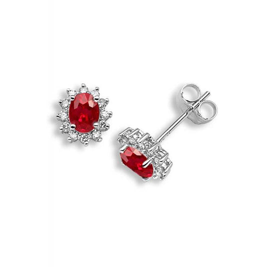 14K White Gold Ruby And Diamonds 4.80 Ct Lady Studs Earrings New - Gemstone Earring-harrychadent.ca